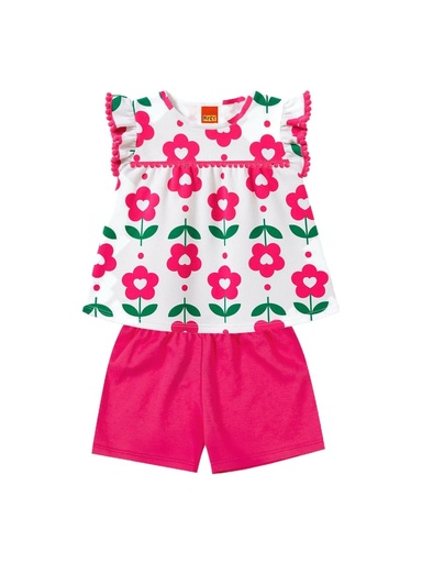 Conjunto Flores com Babado para Menina