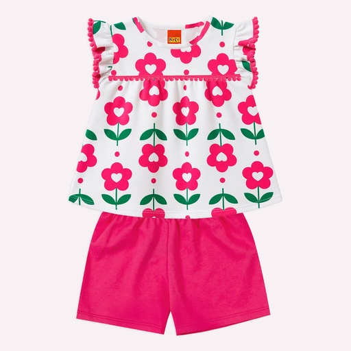 Conjunto Flores com Babado para Menina