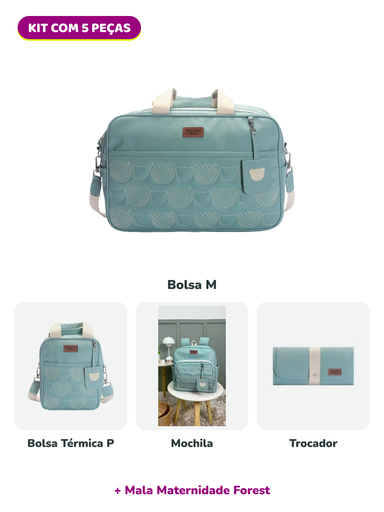 Kit Bolsa Maternidade Forest Batistela 5 Peças