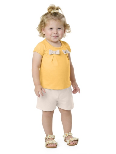 Conjunto Bata com Laço e Shorts para Menina