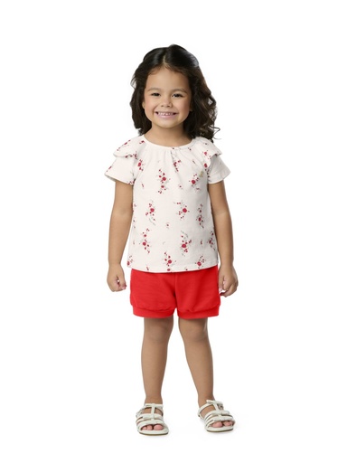 Conjunto Blusa Floral e Shorts para Menina