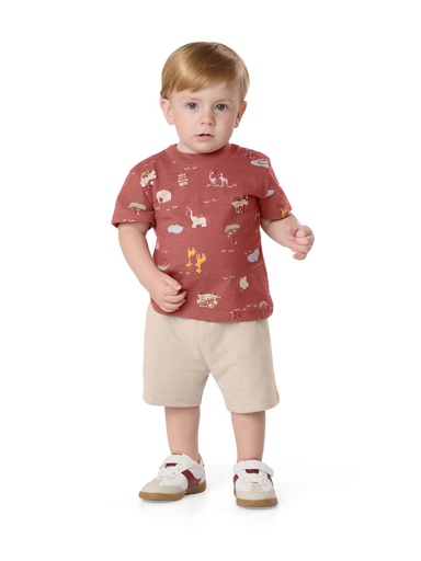 Conjunto Camiseta Safári e Bermuda para Menino