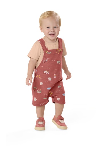 Conjunto Camiseta e Jardineira Safári para Menino