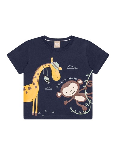 Camiseta Girafa e Macaco para Menino