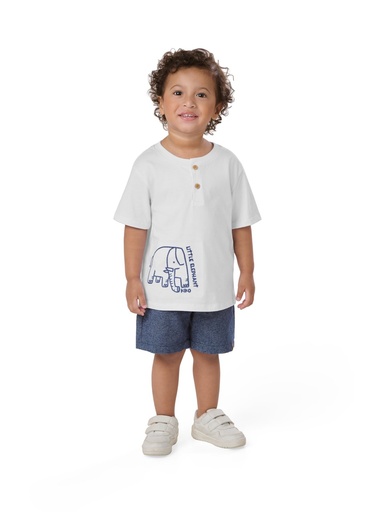 Conjunto Camiseta Elefante e Bermuda para Menino