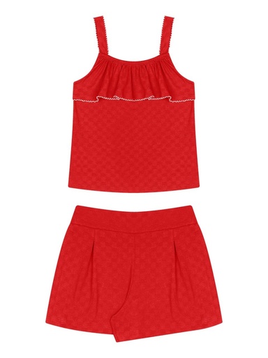 Conjunto Blusa de Alça com Babado e Shorts para Menina