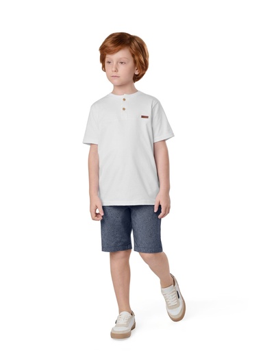 Conjunto Camiseta com Botões e Bermuda para Menino