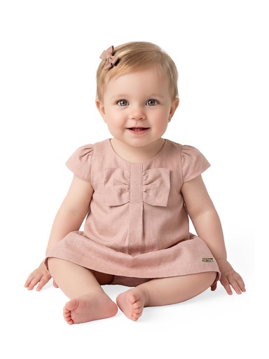Conjunto Vestido com Laço e Cobre Fralda