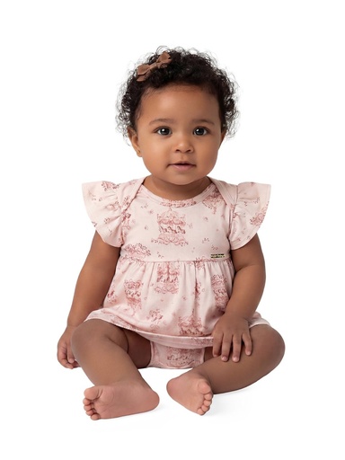 Conjunto Bata Estampada e Cobre Fralda para Menina