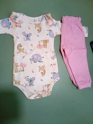 Conjunto Body Manga Longa e Calça Kiko Baby para Menina