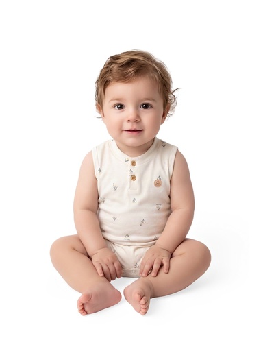 Macacão Curto Regata com Botões para Bebê