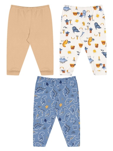 Kit 3 Calças com Punho Dinossauros para Bebê