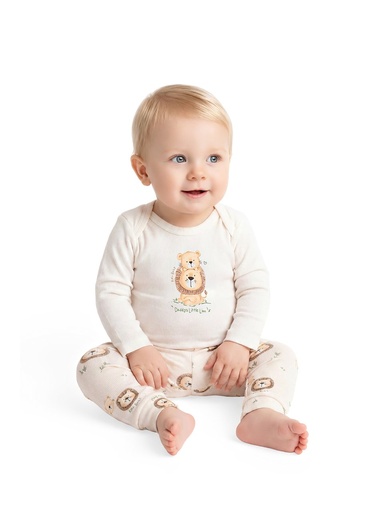 Conjunto Body Manga Longa e Calça Leãozinho para Bebê