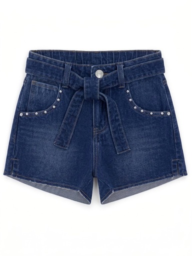 Short Jeans Mom com Faixa para Menina