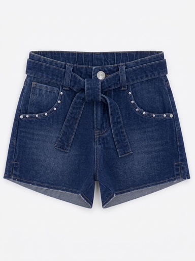 Short Jeans Mom com Faixa para Menina