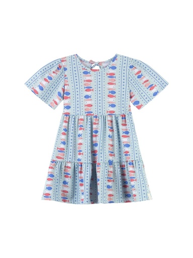 Vestido Estampado com Babados