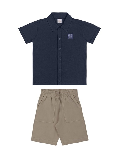 Conjunto Camisa de Botão e Bermuda Elian para Menino