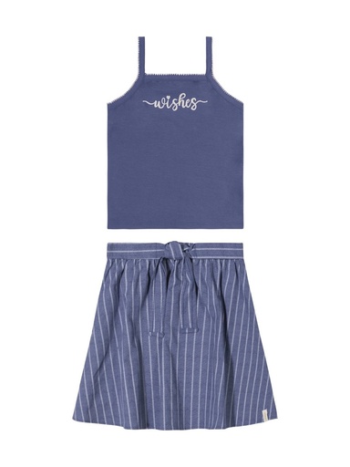 Conjunto Top Wishes e Saia Listrada Elian
