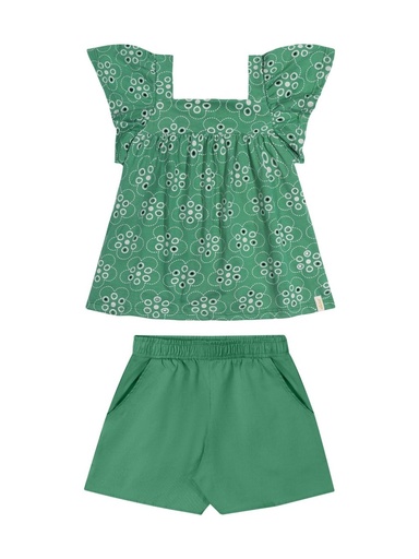 Conjunto Bata Bordada e Short para Menina