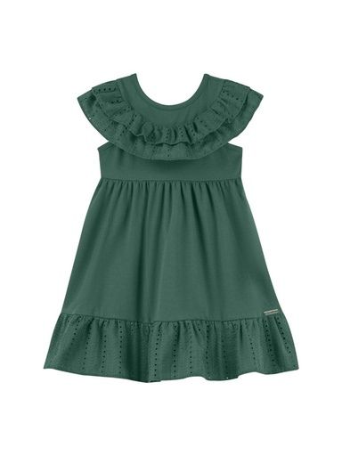 Vestido Gola Babado Bordado Colorittá