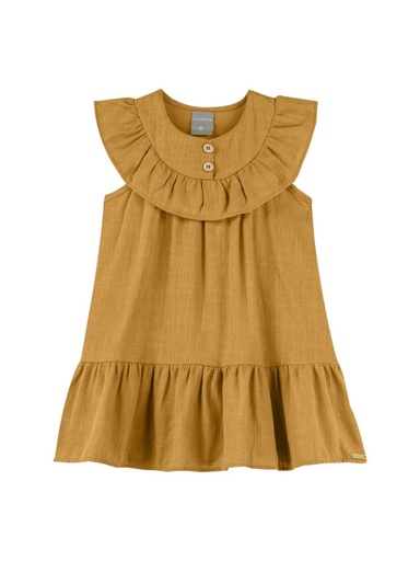 Vestido Gola Babado com Botões Colorittá