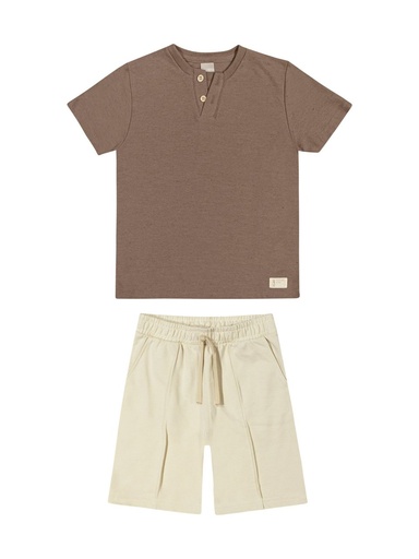 Conjunto Camiseta Gola Botões e Bermuda