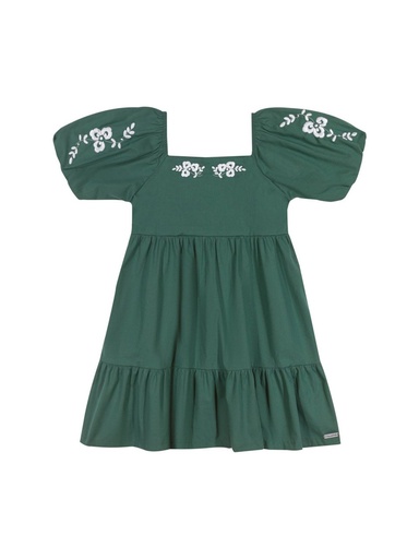 Vestido Mangas Bufantes Bordadas