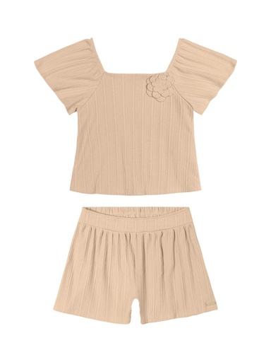 Conjunto Canelado com Flor