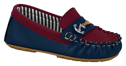 Mocassim Molekinho com Âncora Marinho e Vermelho