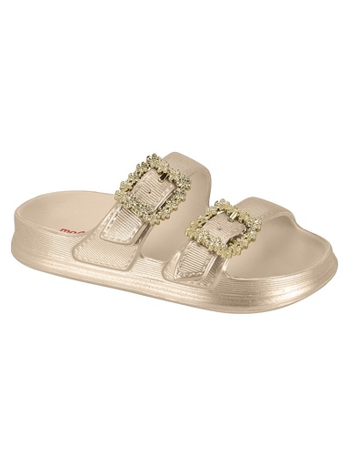 Papete Slide Metalizada com Fivelas para Menina