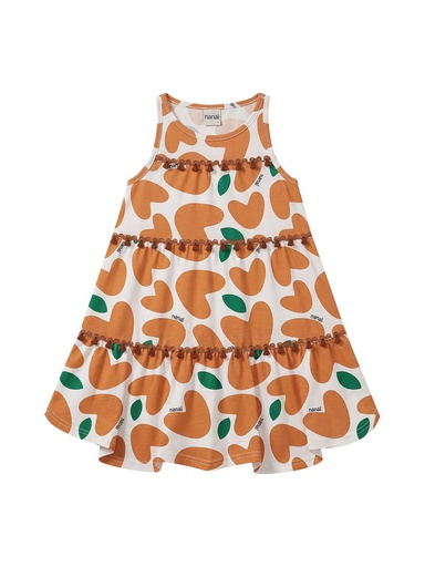 Vestido Nanai em Camadas com Estampa de Frutas