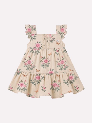 Vestido Floral com Babados nas Alças