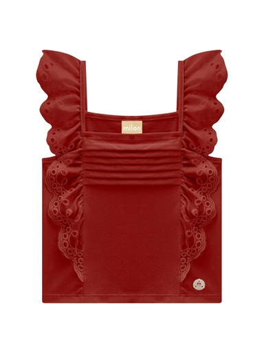 Blusa Cropped Milon com Babados de Laise para Menina