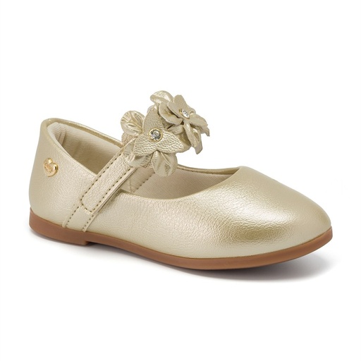 Sapatilha Klin Princesa Mini Dourada com Flores